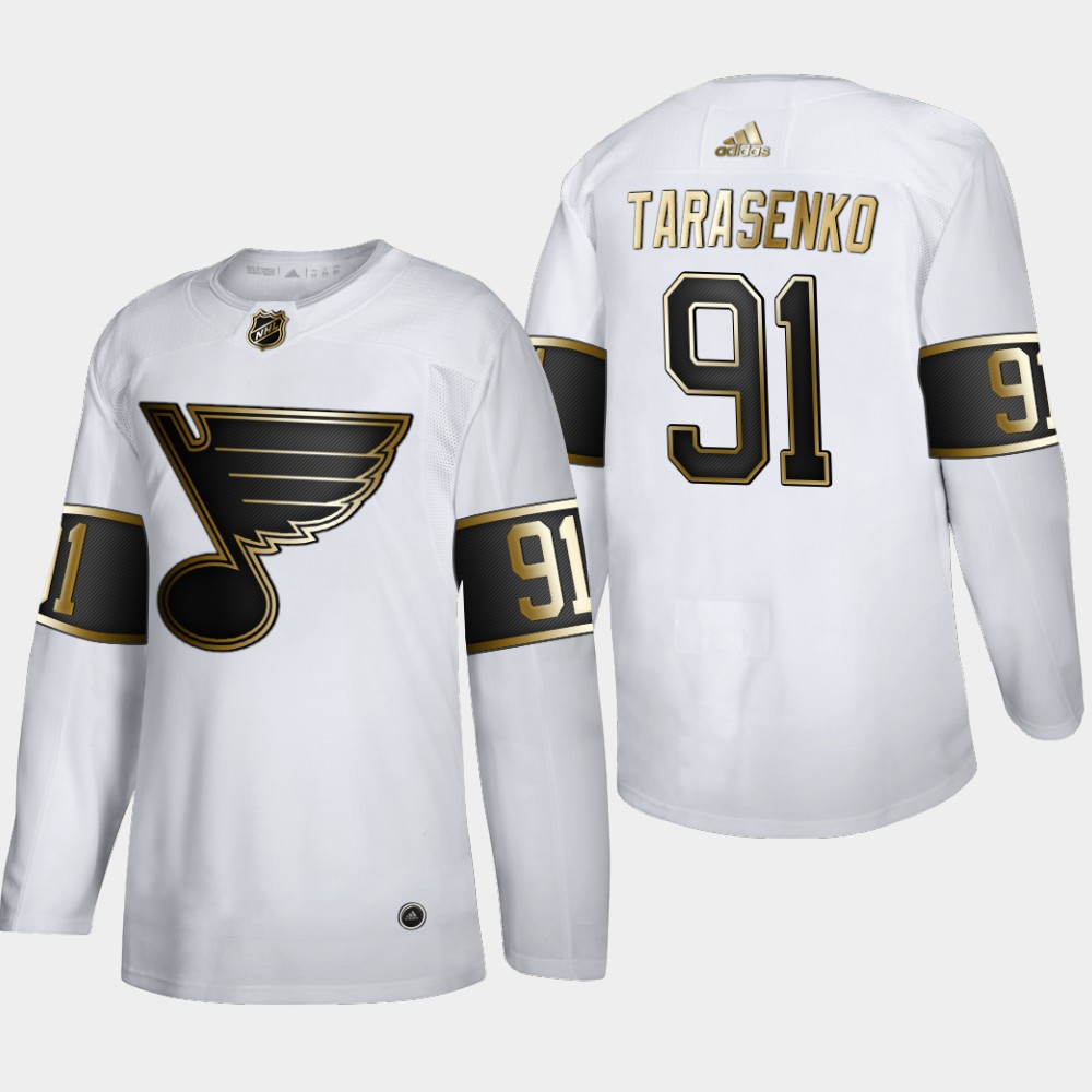 Men St. Louis Blues 91 Vladimir Tarasenko Adidas White Golden Edition Limited Stitched NHL Jersey